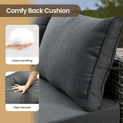 Set di mobili da giardino in rattan e vimini XIZZI da 11 pezzi con tavolo con braciere