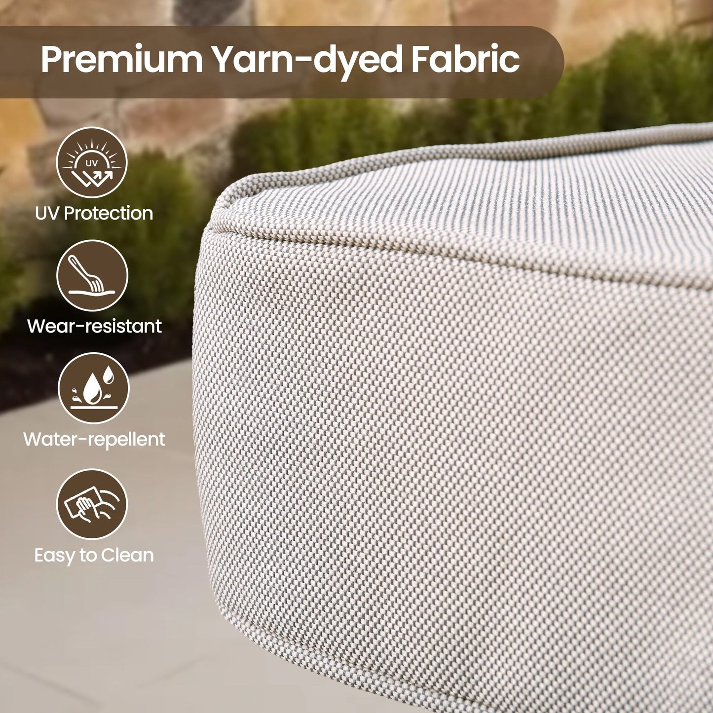 Set di mobili da giardino in rattan e vimini XIZZI da 11 pezzi con tavolo con braciere