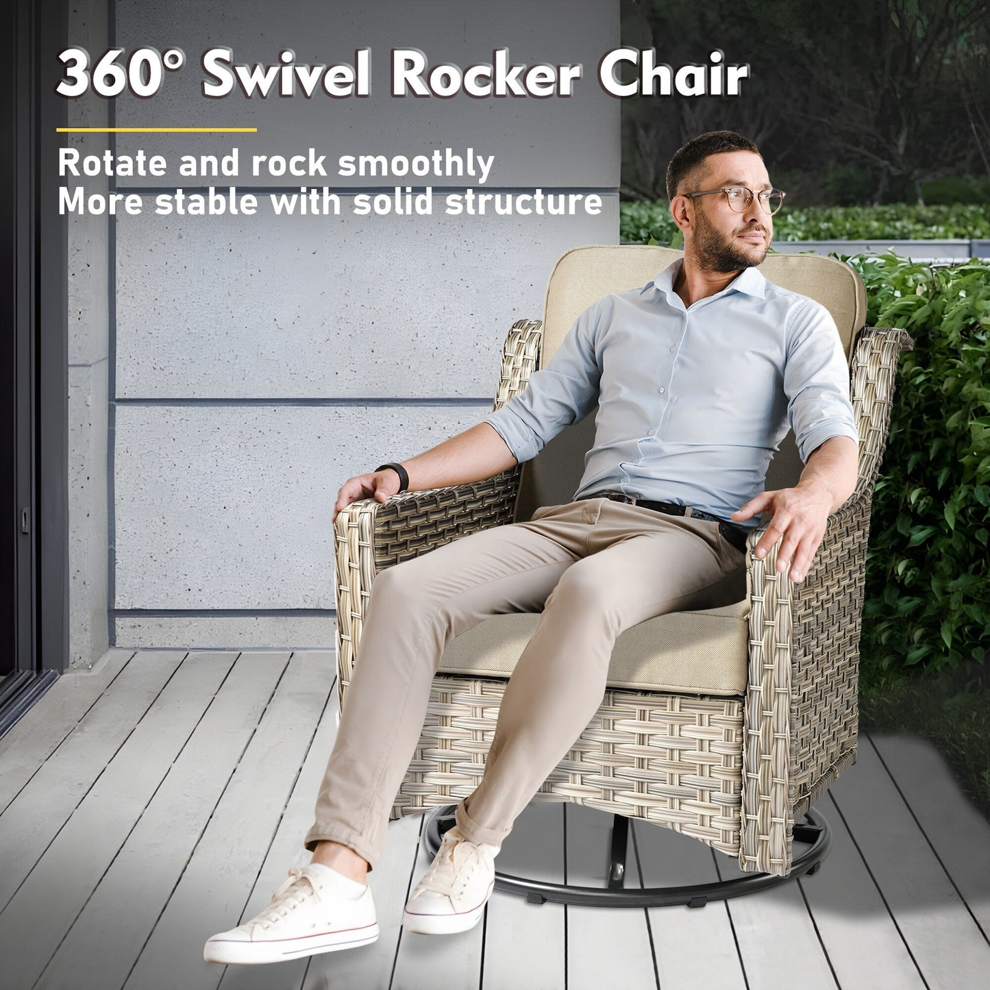 Set di mobili da giardino in rattan e vimini XIZZI da 11 pezzi con tavolo con braciere