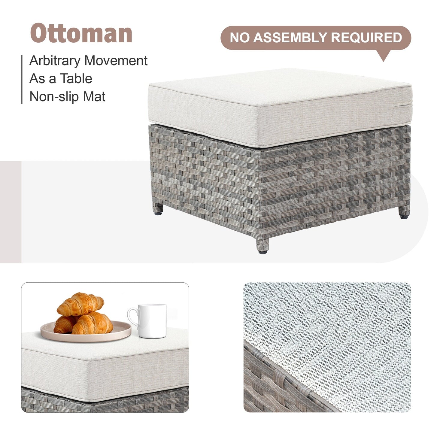 Set di mobili da esterno in vimini da 13 pezzi XIZZI con tavolo da fuoco