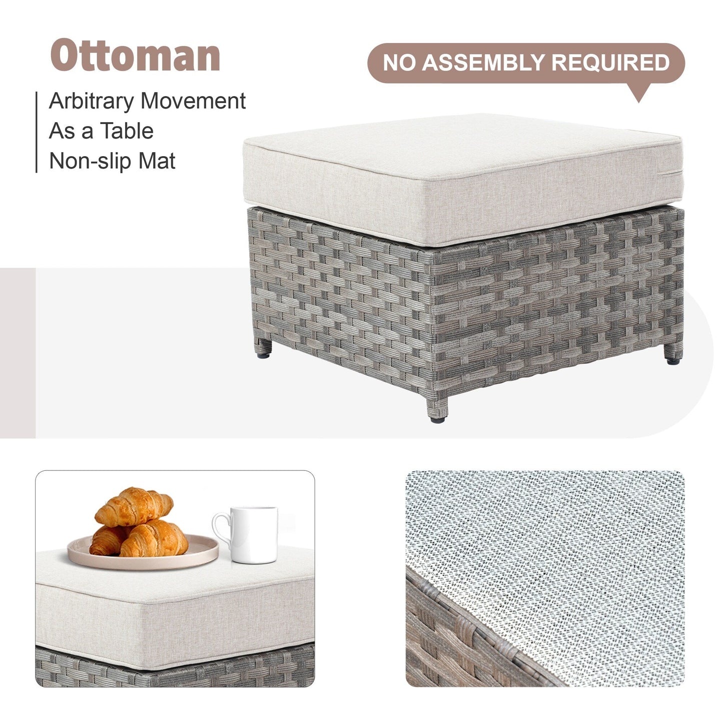 Set di mobili da esterno in vimini da 13 pezzi XIZZI con tavolo da fuoco