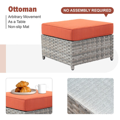 Set di mobili da esterno in vimini da 13 pezzi XIZZI con tavolo da fuoco