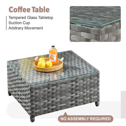 Set di mobili da esterno in vimini da 13 pezzi XIZZI con tavolo da fuoco