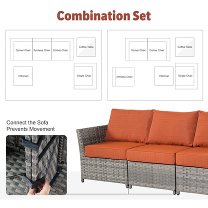 Set di mobili da esterno in vimini da 13 pezzi XIZZI con tavolo da fuoco