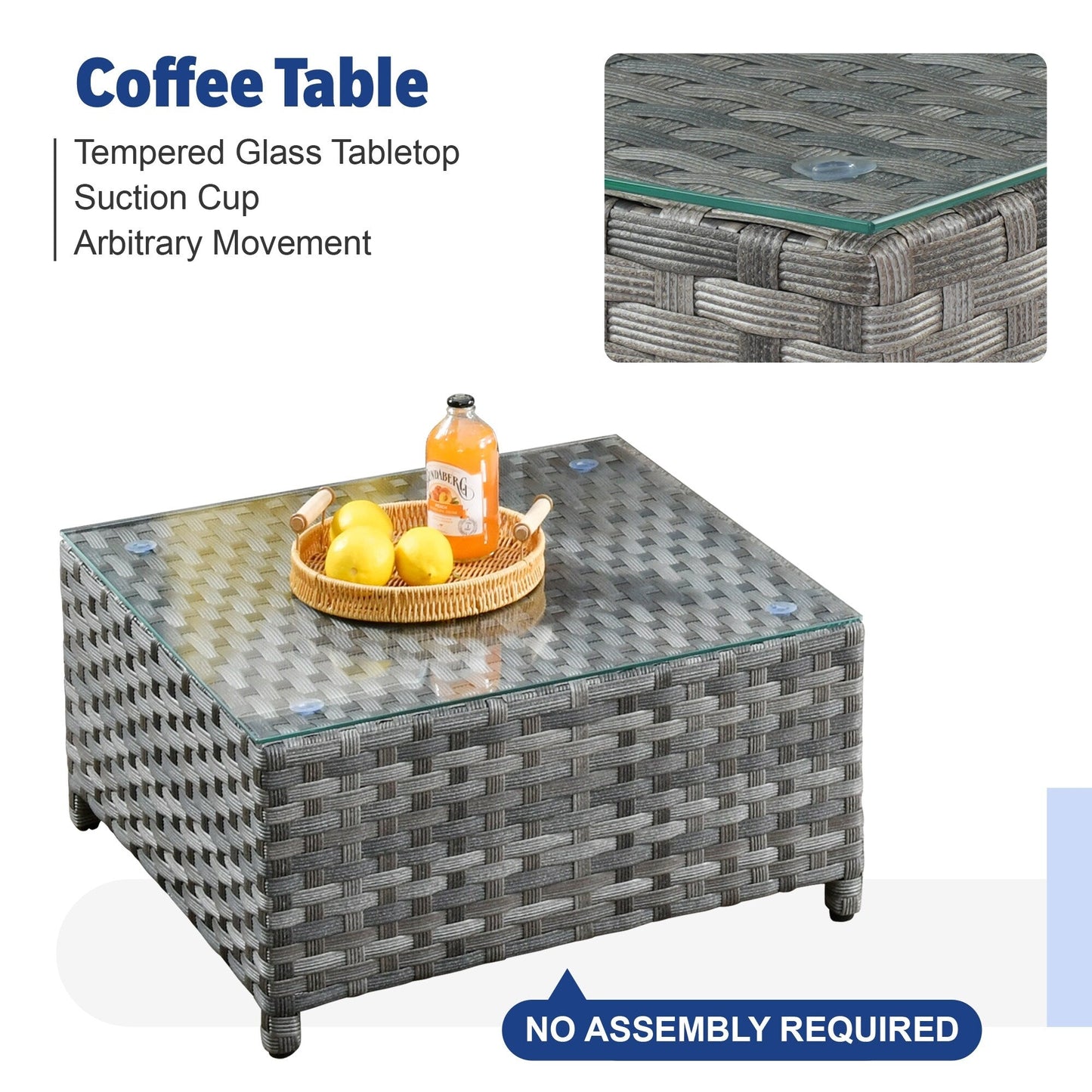 Set di mobili da esterno in vimini da 13 pezzi XIZZI con tavolo da fuoco