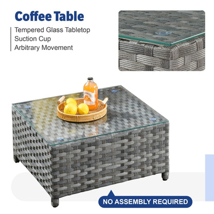 Set di mobili da esterno in vimini da 13 pezzi XIZZI con tavolo da fuoco