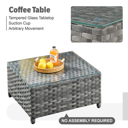 Set di mobili da esterno in vimini da 13 pezzi XIZZI con tavolo da fuoco