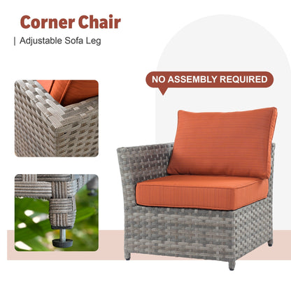 Set di mobili da esterno in vimini da 13 pezzi XIZZI con tavolo da fuoco