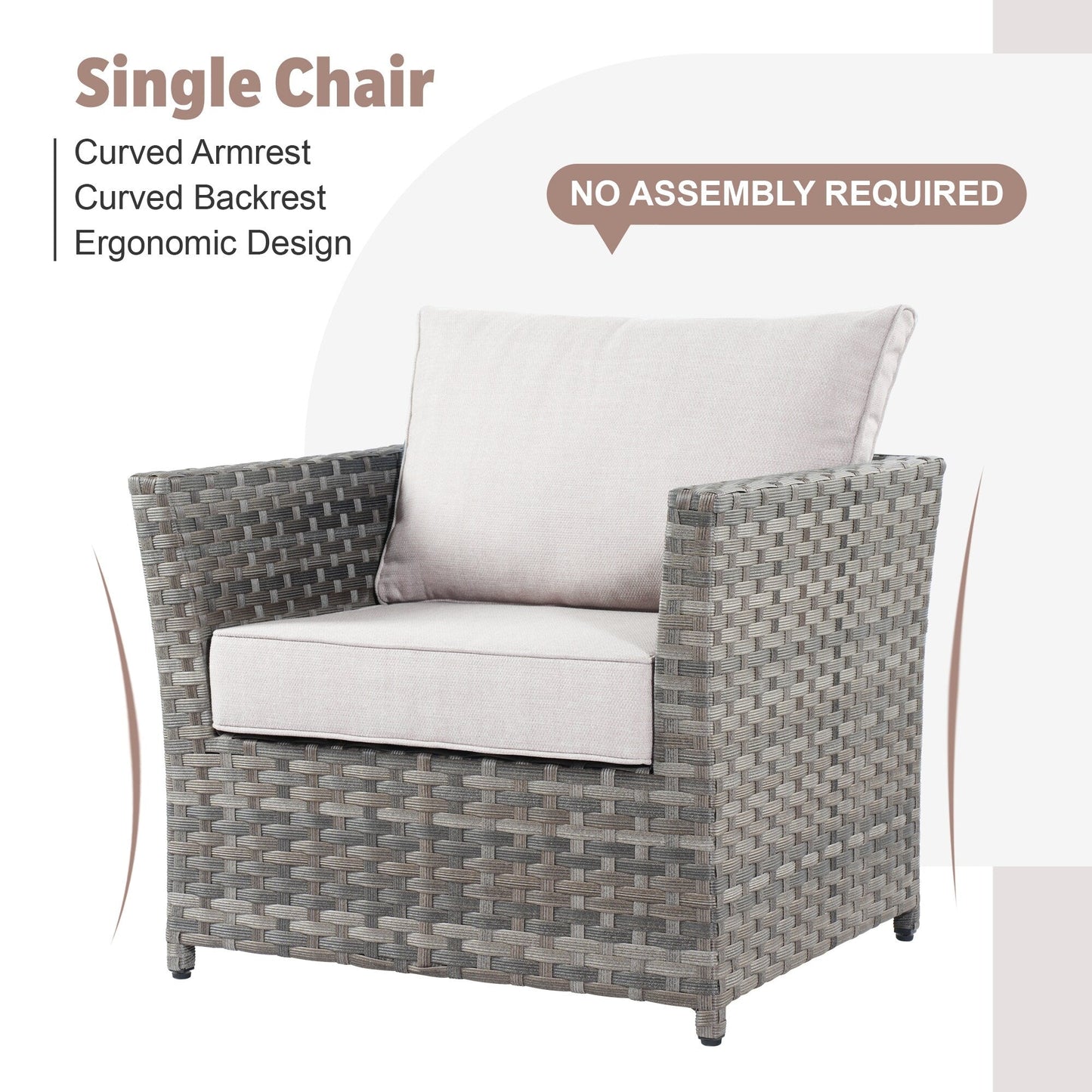 Set di mobili da esterno in vimini da 13 pezzi XIZZI con tavolo da fuoco