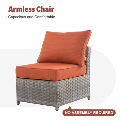 Set di mobili da esterno in vimini da 13 pezzi XIZZI con tavolo da fuoco