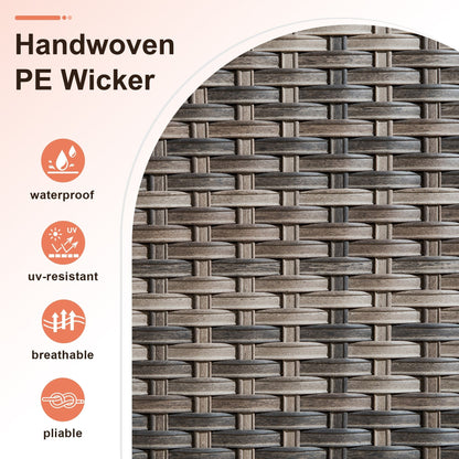 XIZZI Set di 3 divani da giardino in rattan e vimini, sedie angolari per esterni