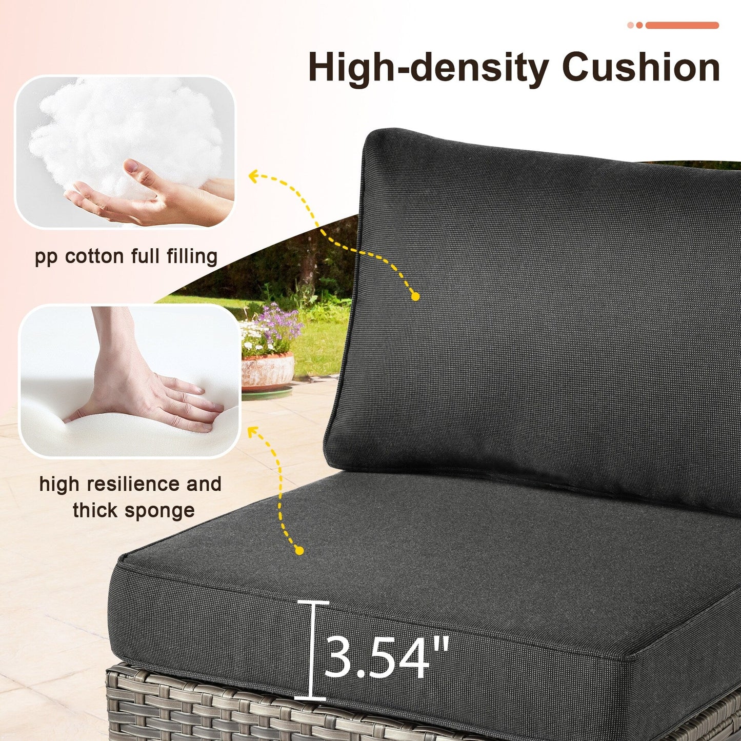 XIZZI Set di 3 divani da giardino in rattan e vimini, sedie angolari per esterni