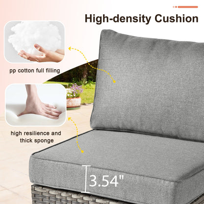 XIZZI Set di 3 divani da giardino in rattan e vimini, sedie angolari per esterni