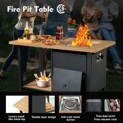 XIZZI Set di 5 divani da esterno in vimini con schienale alto e braciere per mobili da giardino