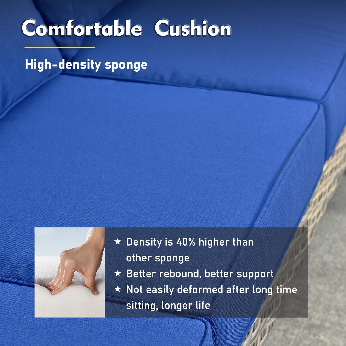 XIZZI Set di 5 divani da esterno in vimini con schienale alto e braciere per mobili da giardino