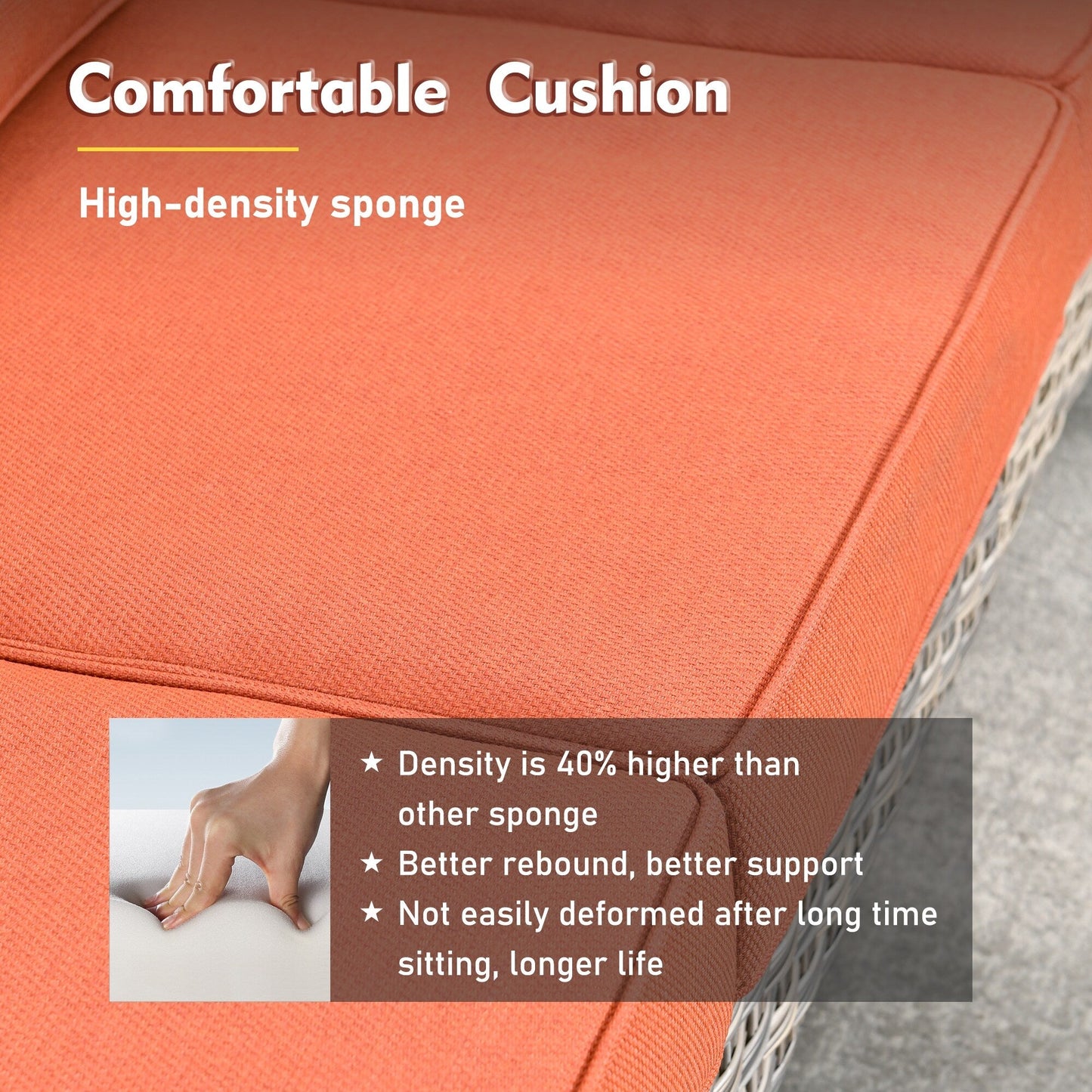 XIZZI Set di 5 divani da esterno in vimini con schienale alto e braciere per mobili da giardino