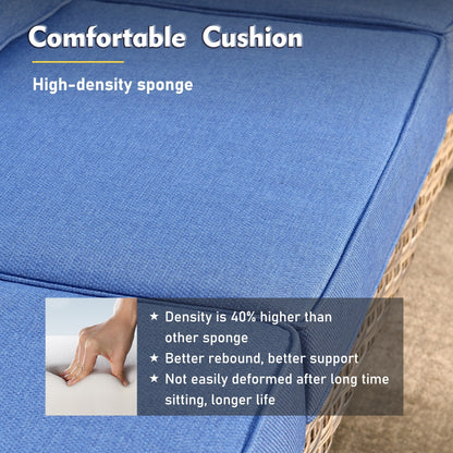 XIZZI Set di 5 divani da esterno in vimini con schienale alto e braciere per mobili da giardino