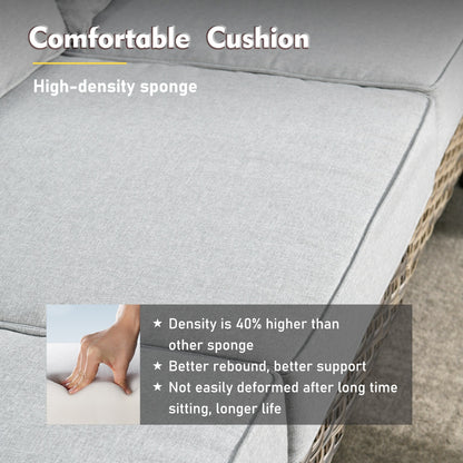 XIZZI Set di 5 divani da esterno in vimini con schienale alto e braciere per mobili da giardino