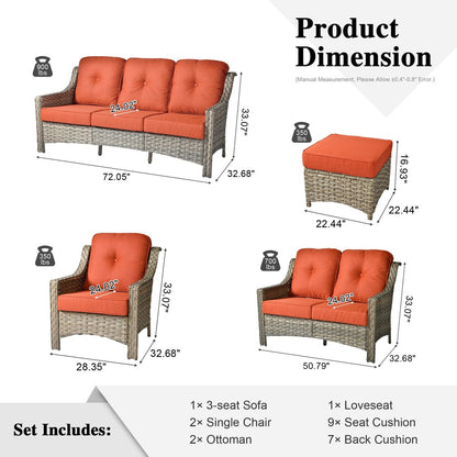 Set di divani da conversazione con seduta profonda per mobili da esterno in vimini da patio XIZZI da 6 pezzi