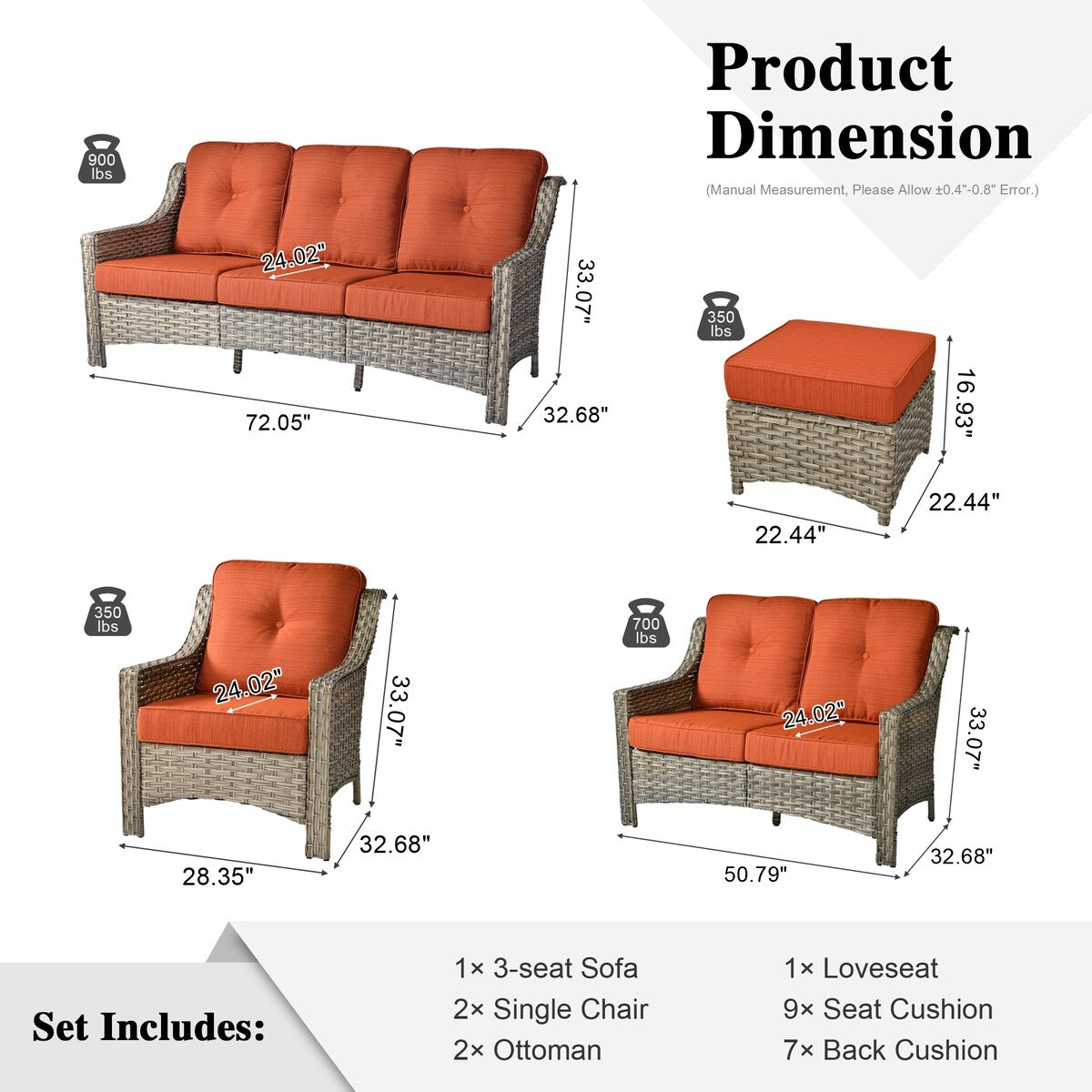 Set di divani da conversazione con seduta profonda per mobili da esterno in vimini da patio XIZZI da 6 pezzi