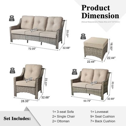 Set di divani da conversazione con seduta profonda per mobili da esterno in vimini da patio XIZZI da 6 pezzi