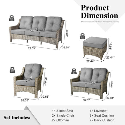 Set di divani da conversazione con seduta profonda per mobili da esterno in vimini da patio XIZZI da 6 pezzi