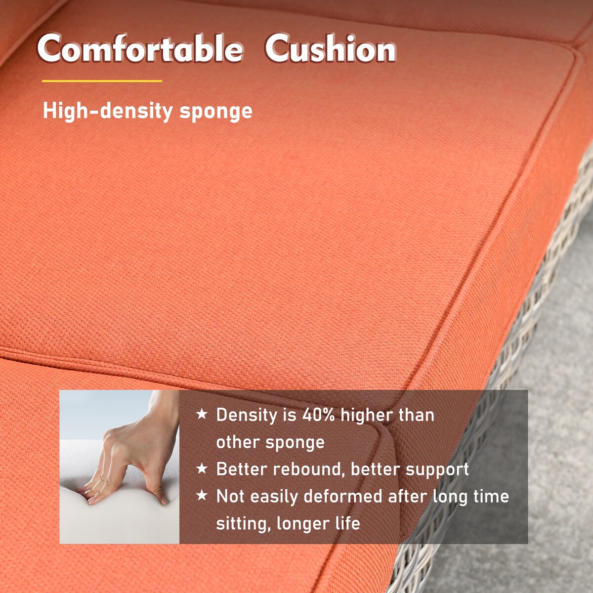 XIZZI Set di 6 divani da esterno in rattan e vimini con seduta profonda e braciere