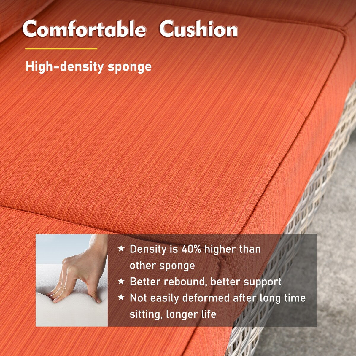 XIZZI Set di 6 divani da esterno in rattan e vimini con seduta profonda e braciere