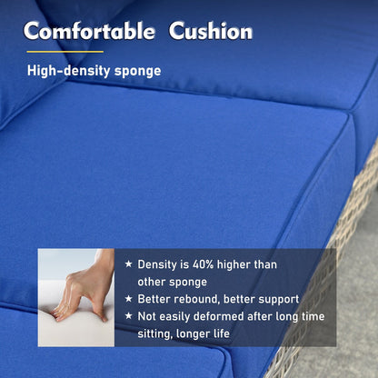 XIZZI Set di 6 divani da esterno in rattan e vimini con seduta profonda e braciere