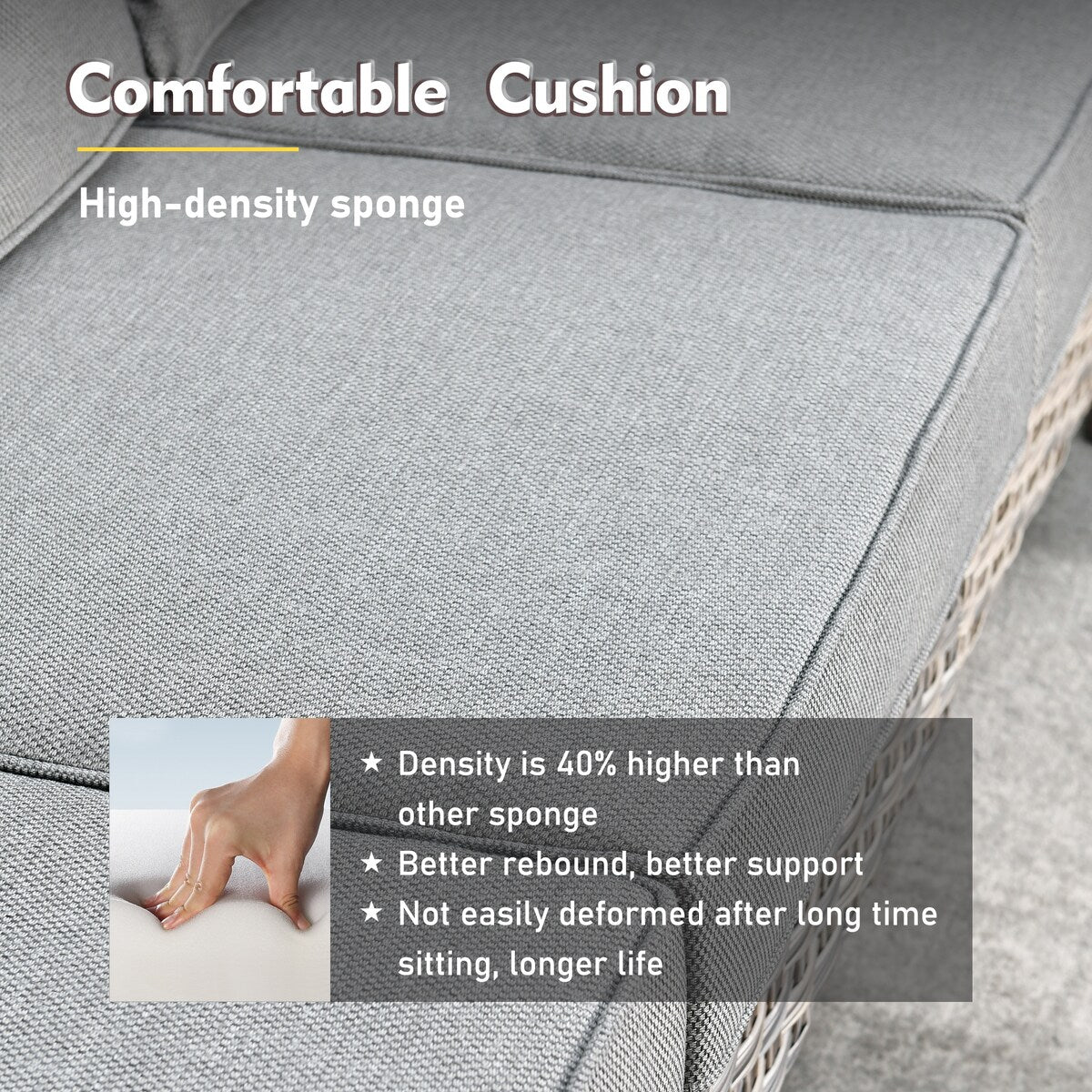 XIZZI Set di 6 divani da esterno in rattan e vimini con seduta profonda e braciere