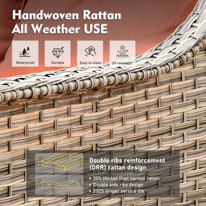 XIZZI Set di 6 divani da esterno in rattan e vimini con seduta profonda e braciere