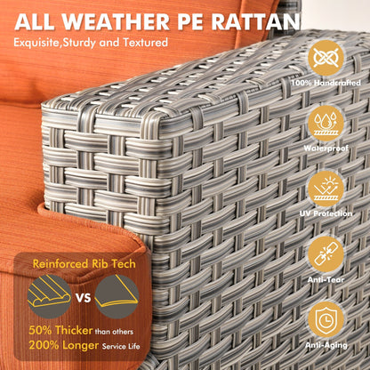 Set di mobili da giardino in vimini XIZZI da 8 pezzi con sedie girevoli