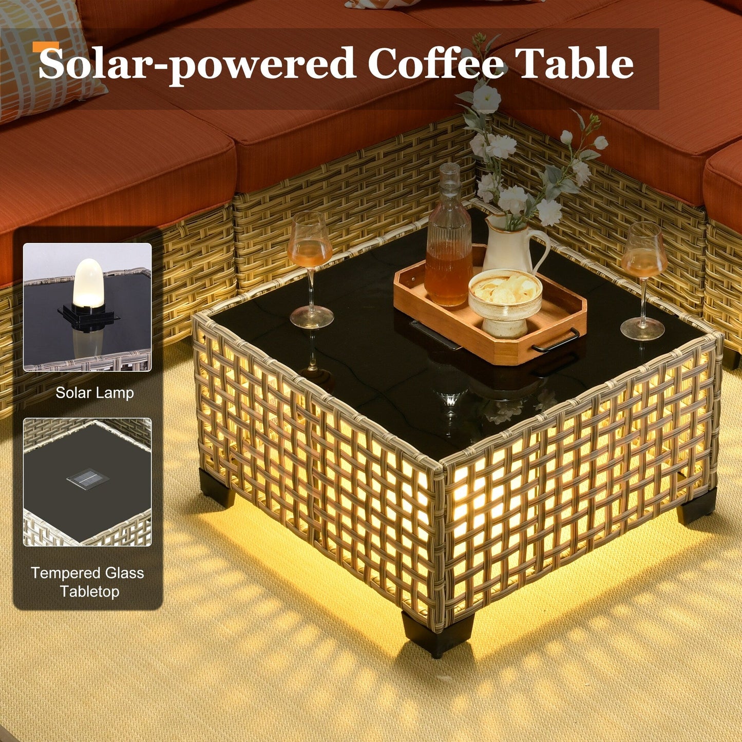 Set da conversazione in rattan per esterni con mobili da giardino XIZZI da 8 pezzi