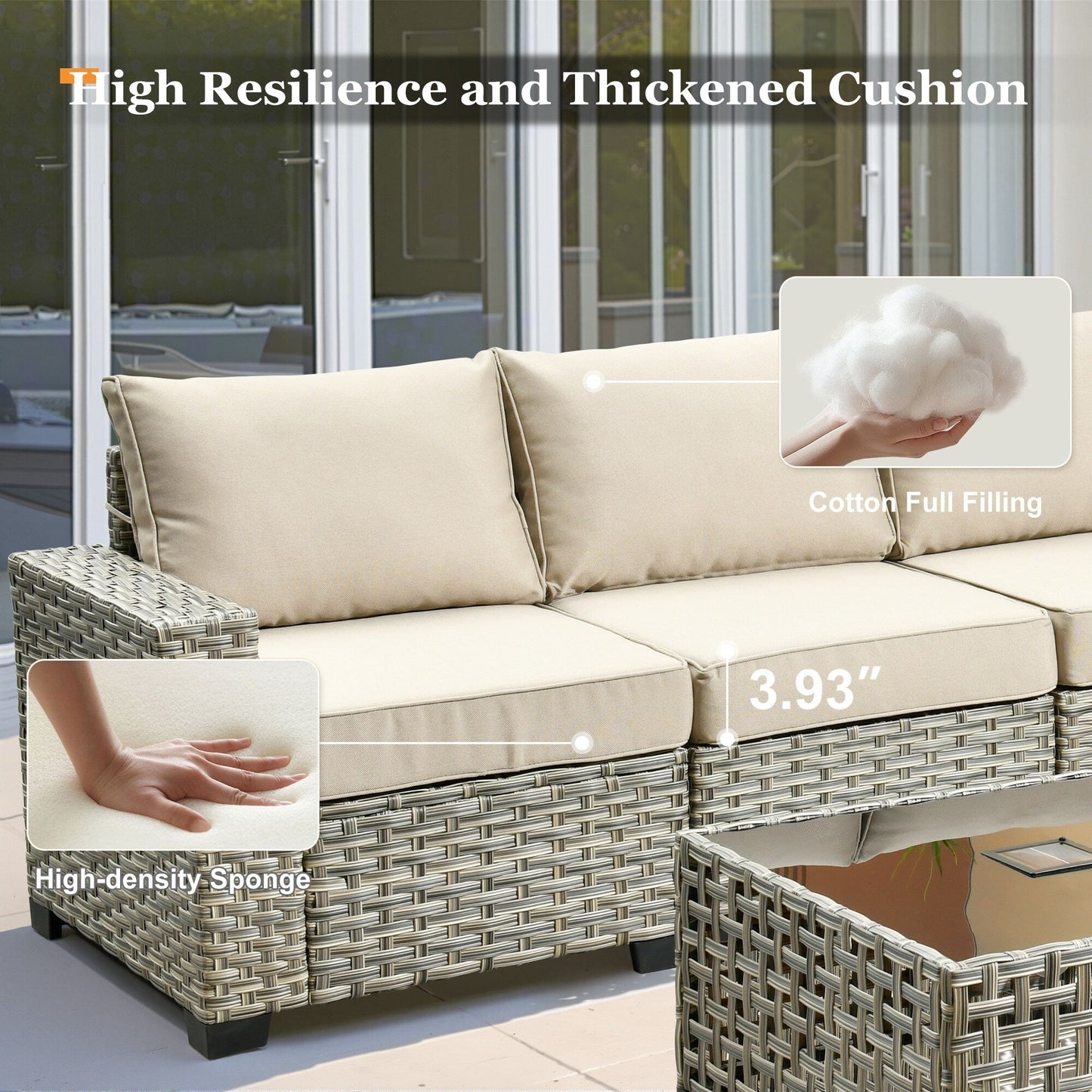 Set da conversazione in rattan per esterni con mobili da giardino XIZZI da 8 pezzi