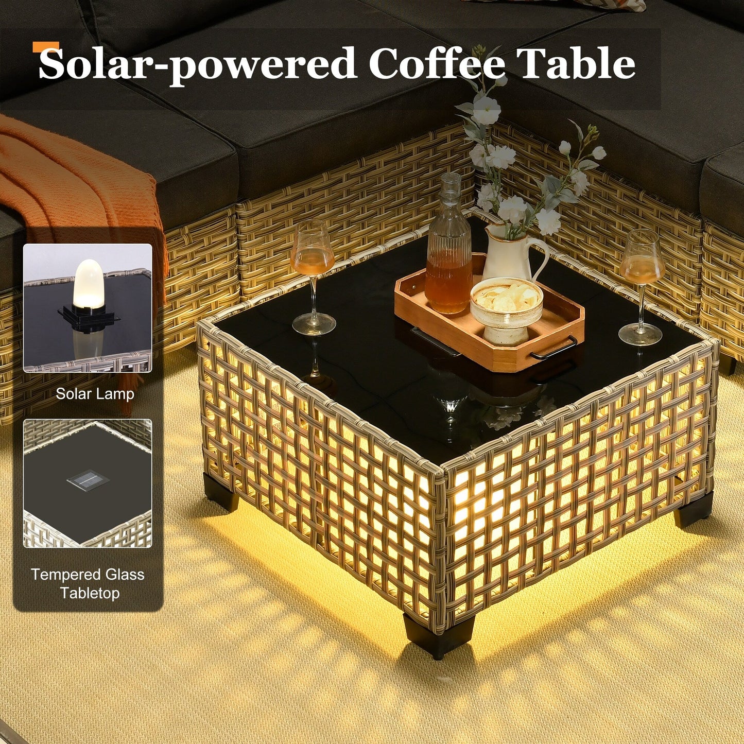 Set da conversazione in rattan per esterni con mobili da giardino XIZZI da 8 pezzi