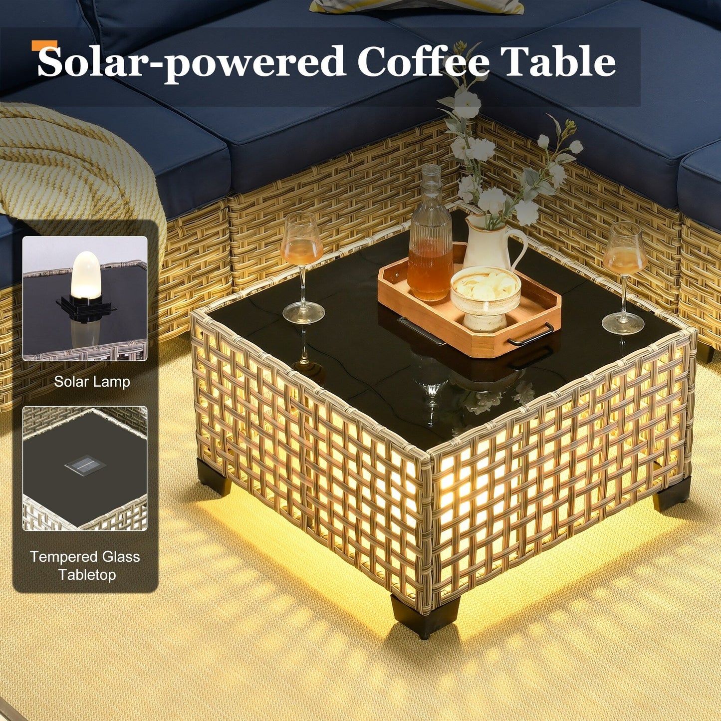 Set da conversazione in rattan per esterni con mobili da giardino XIZZI da 8 pezzi