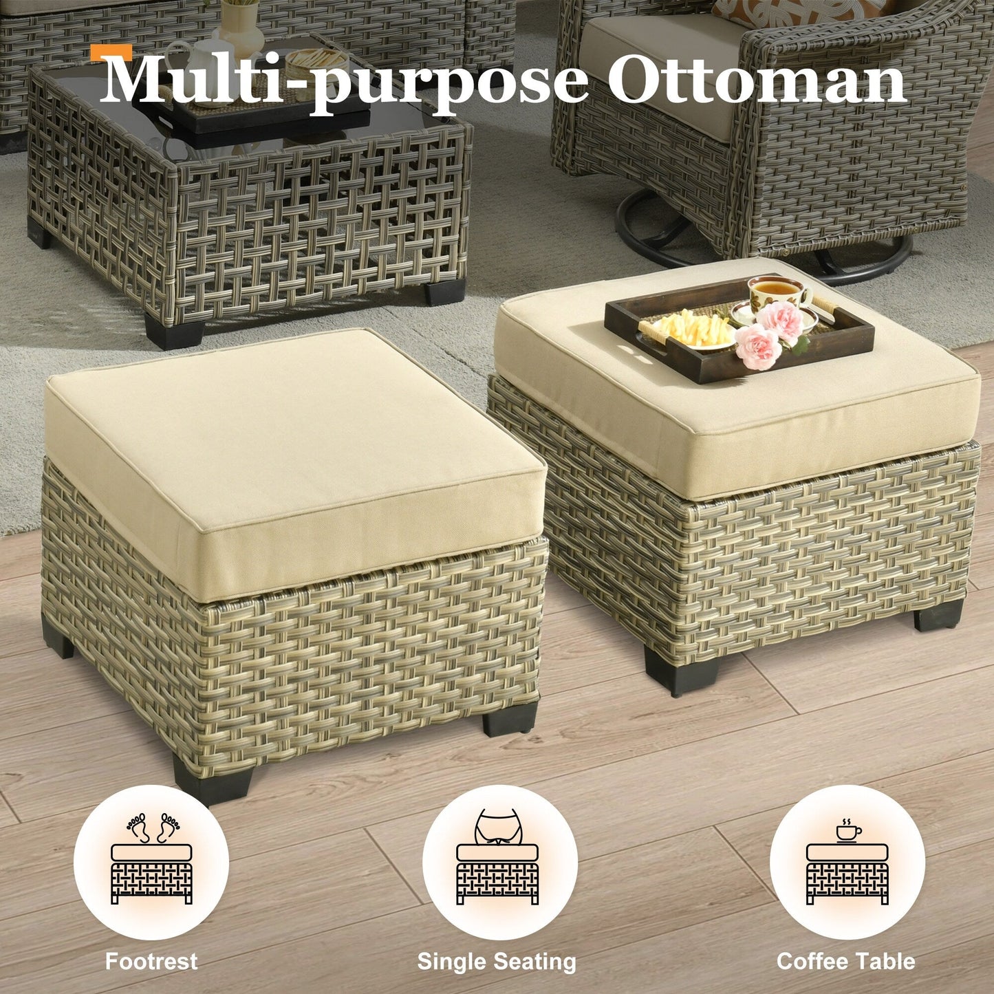 Set da conversazione in rattan per esterni con mobili da giardino XIZZI da 8 pezzi