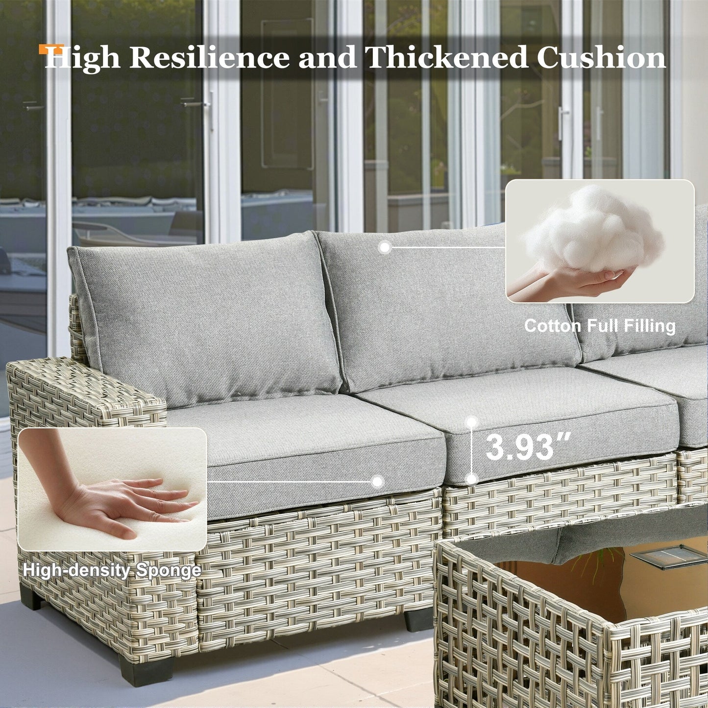 Set da conversazione in rattan per esterni con mobili da giardino XIZZI da 8 pezzi