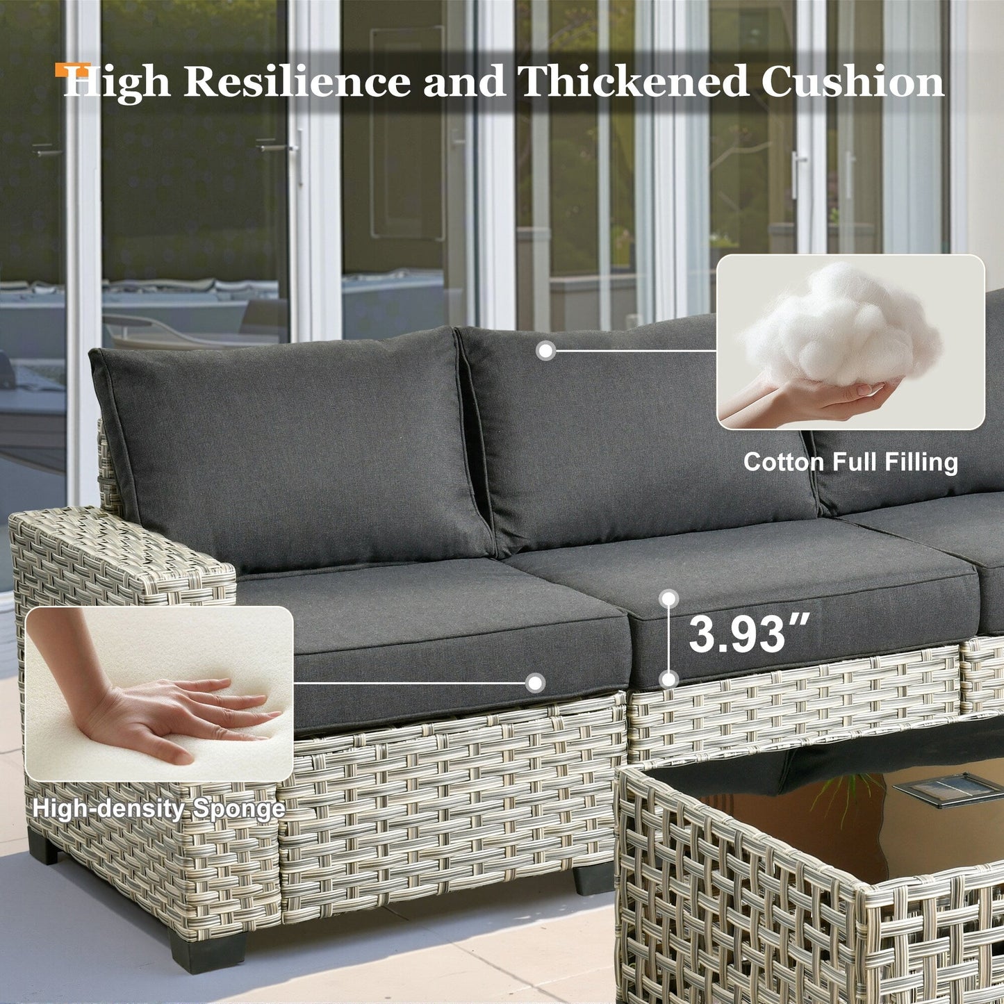 Set da conversazione in rattan per esterni con mobili da giardino XIZZI da 8 pezzi