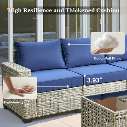 Set da conversazione in rattan per esterni con mobili da giardino XIZZI da 8 pezzi