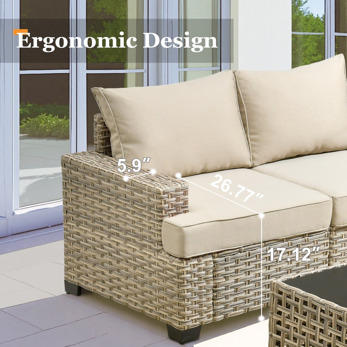 Set da conversazione in rattan per esterni con mobili da giardino XIZZI da 8 pezzi