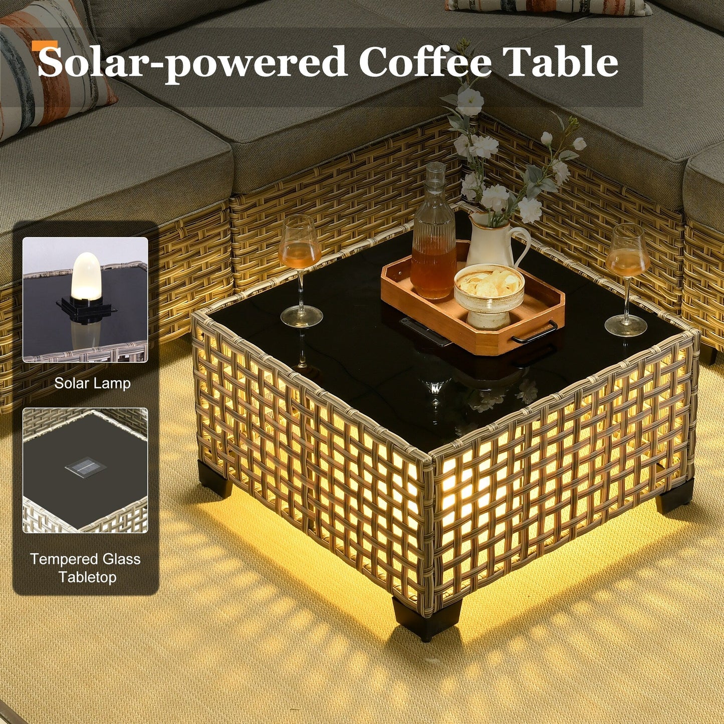 Set da conversazione in rattan per esterni con mobili da giardino XIZZI da 8 pezzi