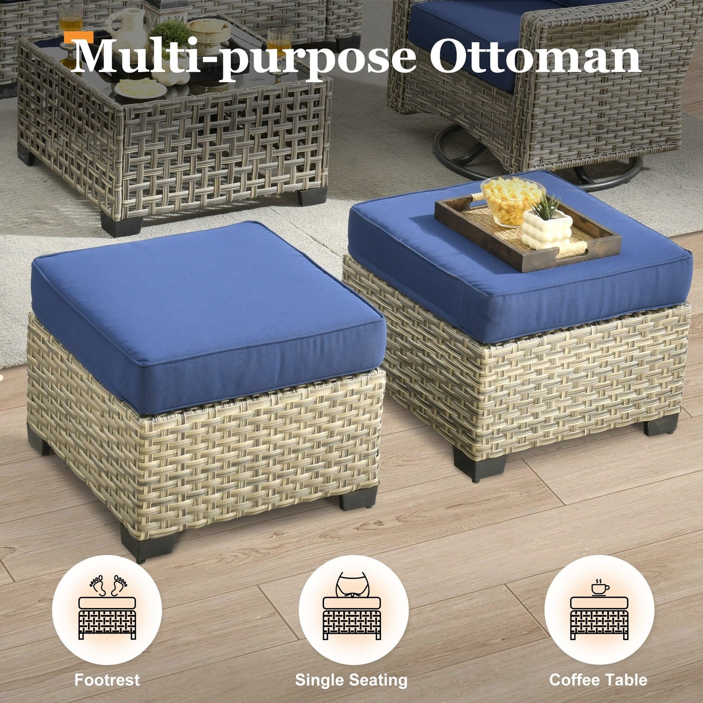 Set da conversazione in rattan per esterni con mobili da giardino XIZZI da 8 pezzi