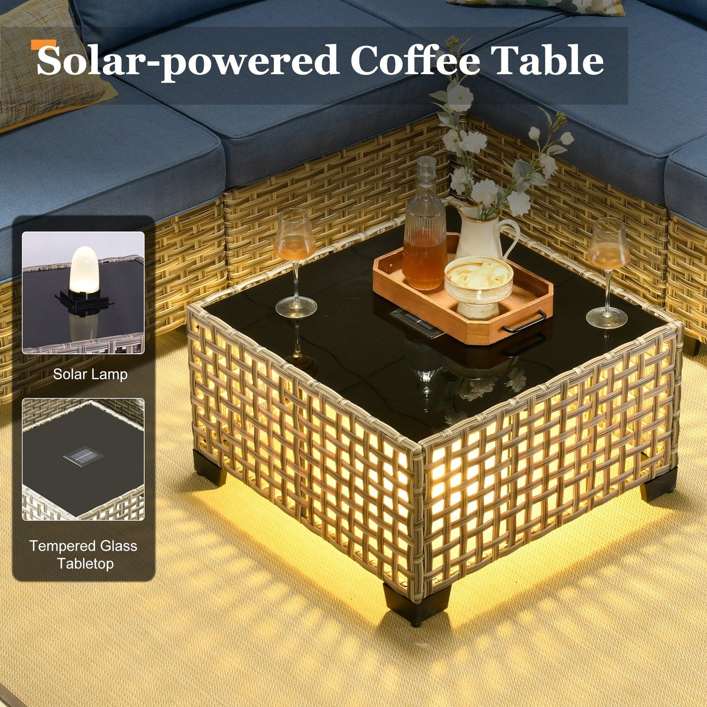 Set da conversazione in rattan per esterni con mobili da giardino XIZZI da 8 pezzi