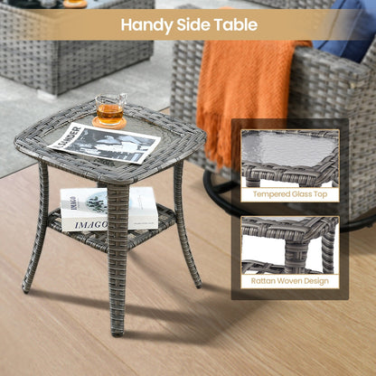 Set di 8 sedie girevoli per esterni in vimini da patio XIZZI con tavolo per braciere