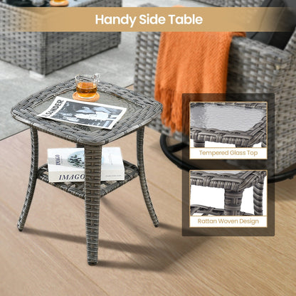 Set di 8 sedie girevoli per esterni in vimini da patio XIZZI con tavolo per braciere