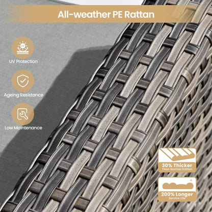 Set di 8 sedie girevoli per esterni in vimini da patio XIZZI con tavolo per braciere