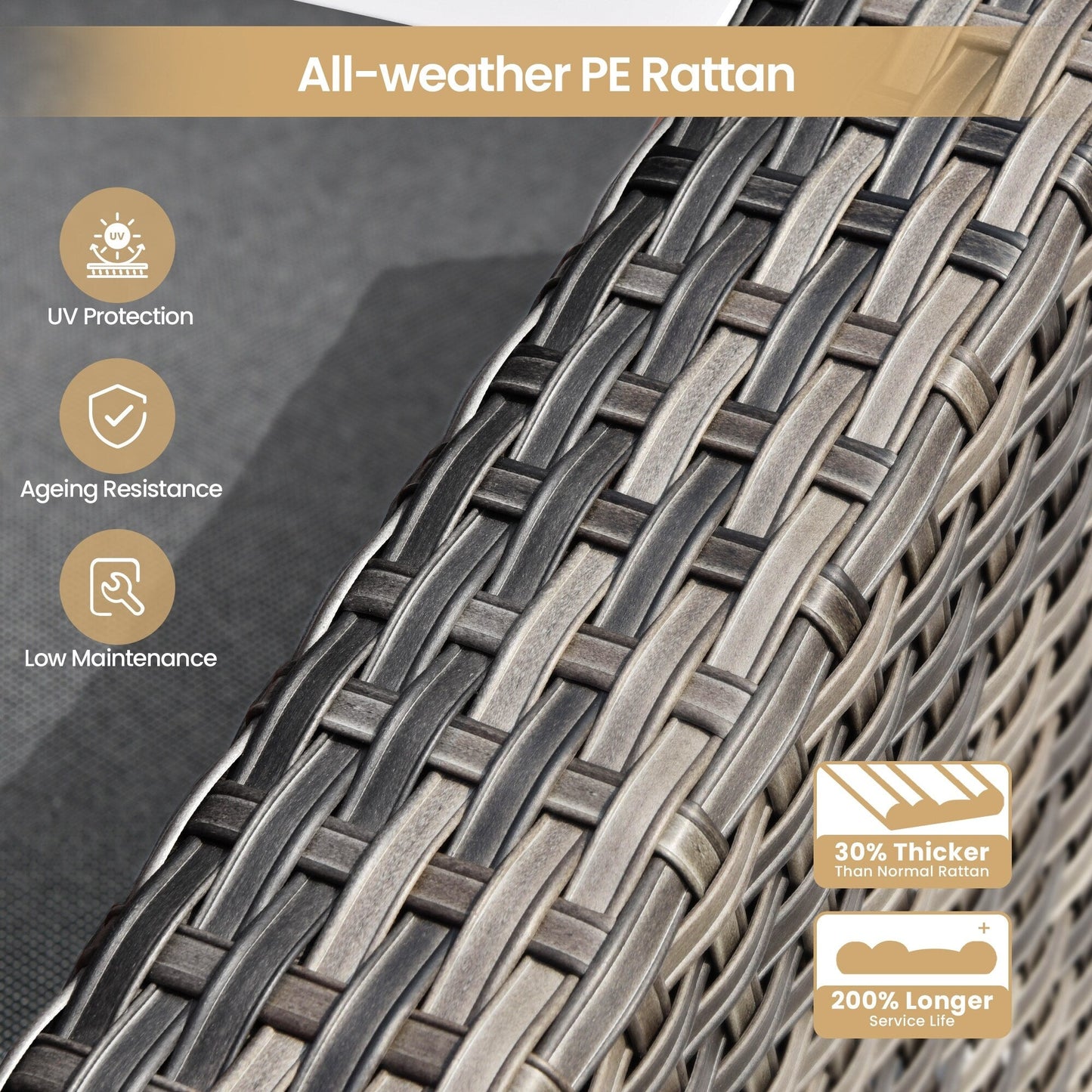 Set di 8 sedie girevoli per esterni in vimini da patio XIZZI con tavolo per braciere