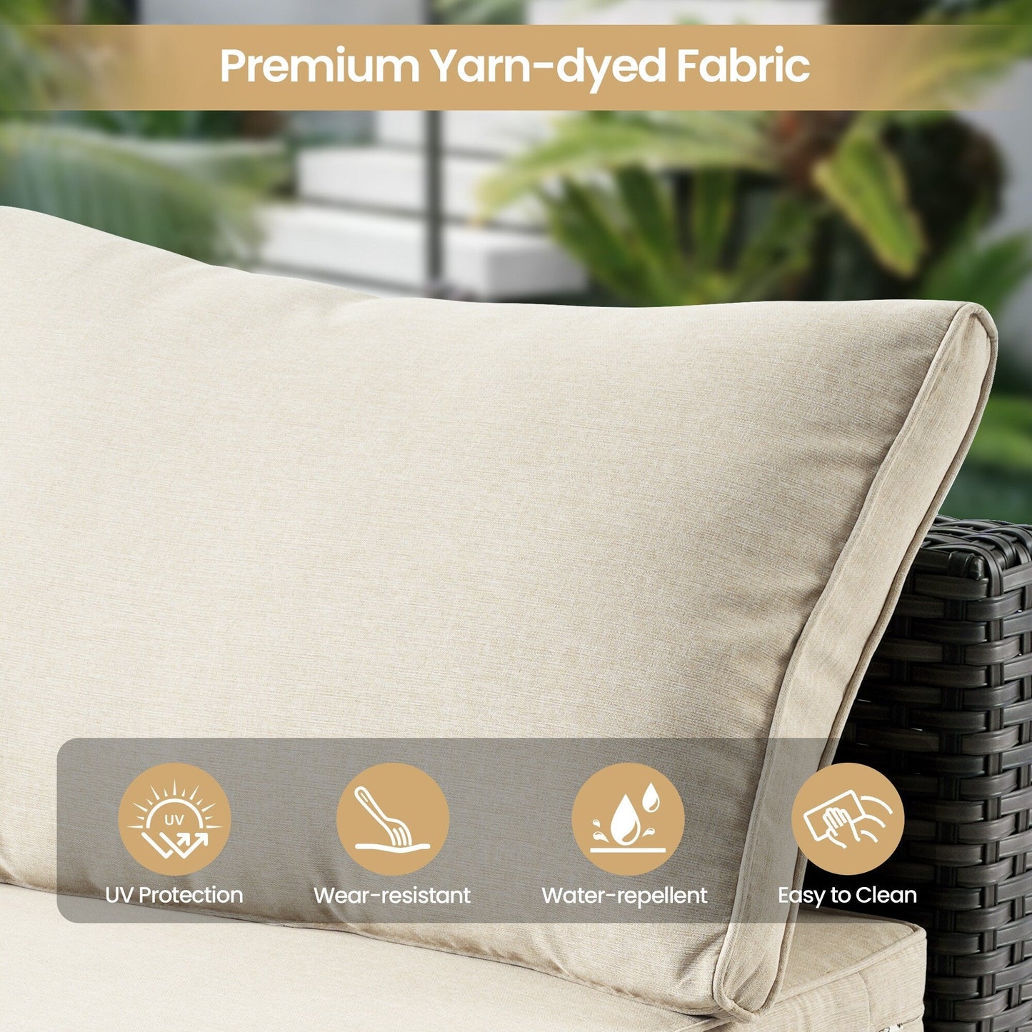 Set di 8 sedie girevoli per esterni in vimini da patio XIZZI con tavolo per braciere