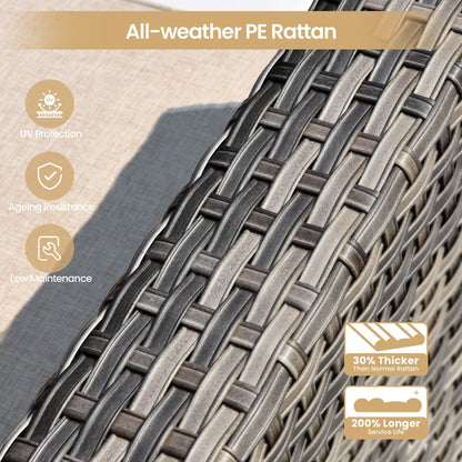 Set di 8 sedie girevoli per esterni in vimini da patio XIZZI con tavolo per braciere